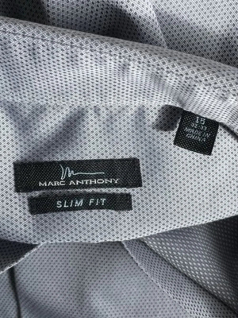 Marc Anthony Men’s Slim Fit Dress Shirt Gray Diamond Pattern Size 15 32-33